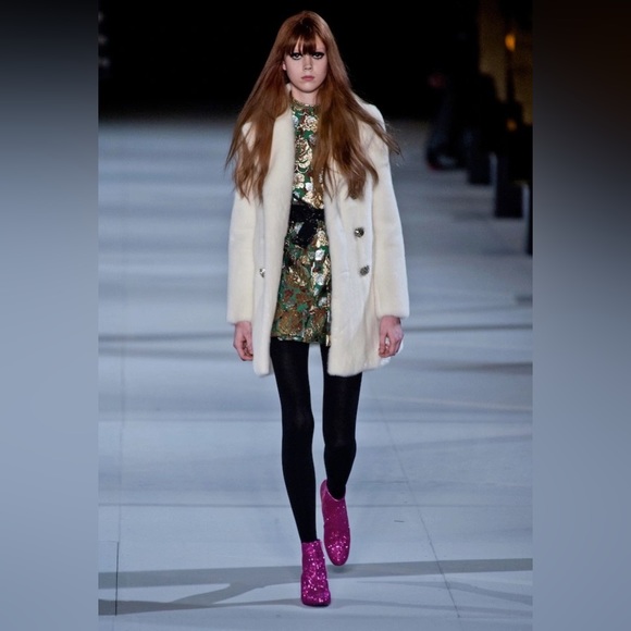 SAINT LAURENT RUNWAY 2014 PINK GLITTER BOOT HEDI SLIMANE ARCHIVE SZ 36.5 BABIES - Picture 9 of 11